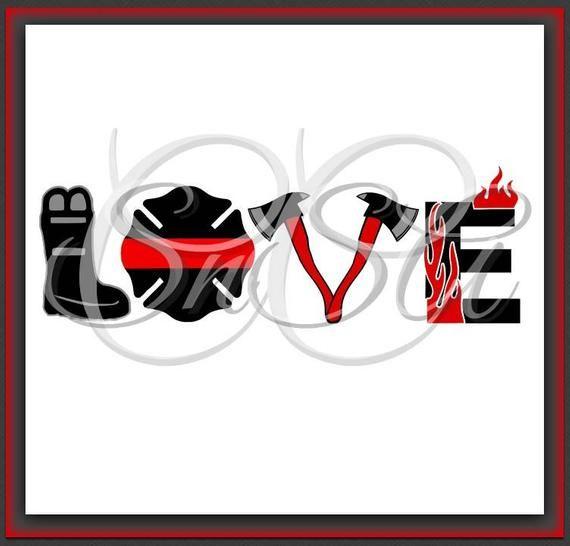 Thin Red Line Logo - Firefighter SVG Love Badge Thin Red Line Logo Emblem EMS Life