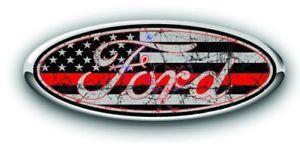 Thin Red Line Logo - Ford Overlay Distressed Thin Red Line Logo Overlay Decals 3PC Kit ...