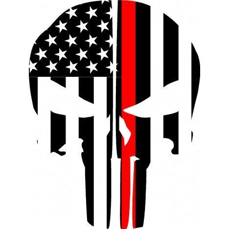 Thin Red Line Logo - Thin Red Line Flag Punisher Skull Reflective Rear Helmet Decal