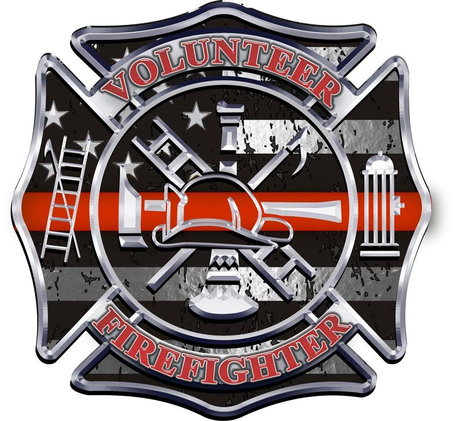 Thin Red Line Logo - Volunteer Firefighter Thin Red Line Maltese Cross Decal