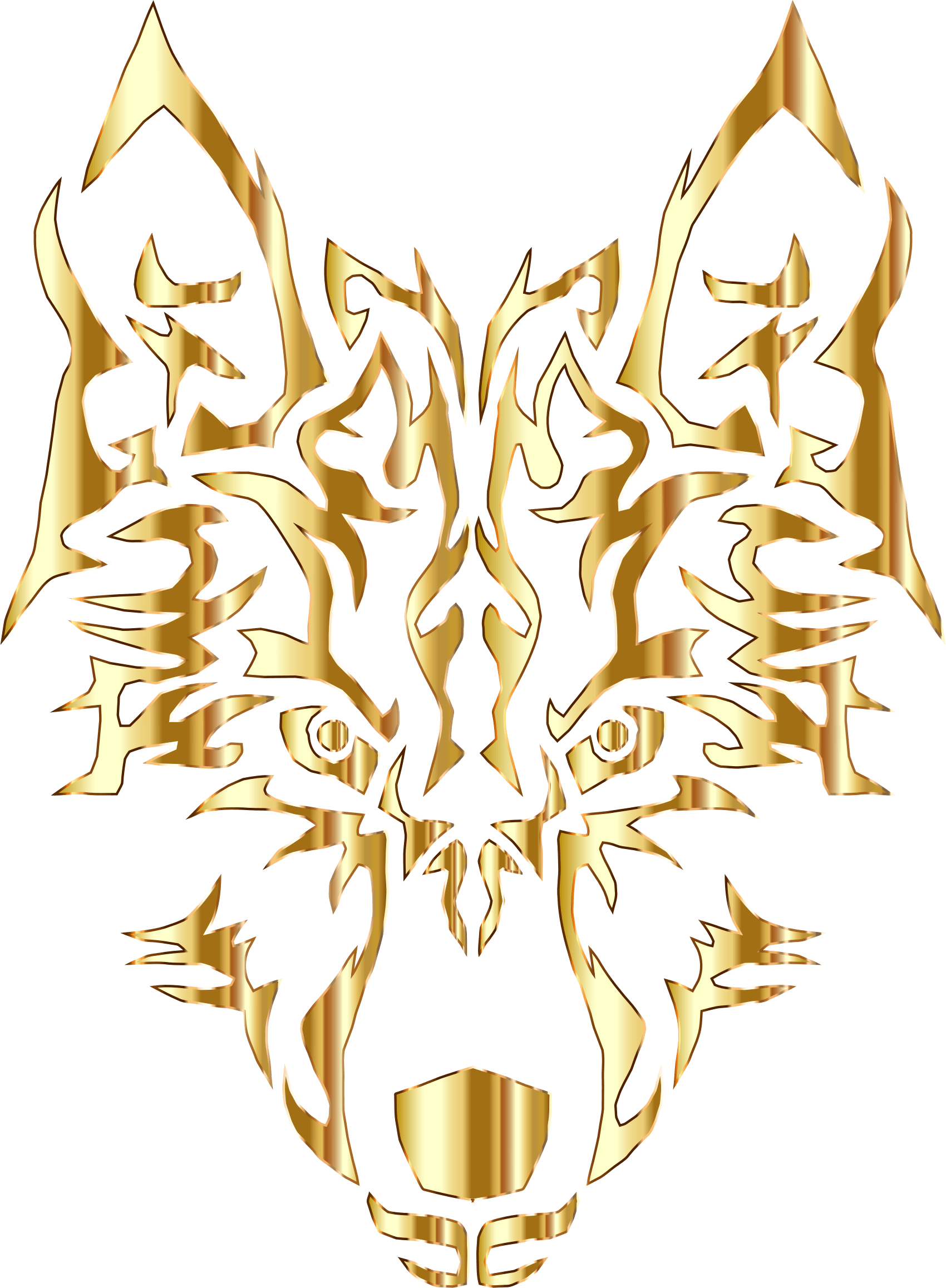 Black and Gold Wolf Logo - Gold Symmetric Tribal Wolf No Background Icon PNG