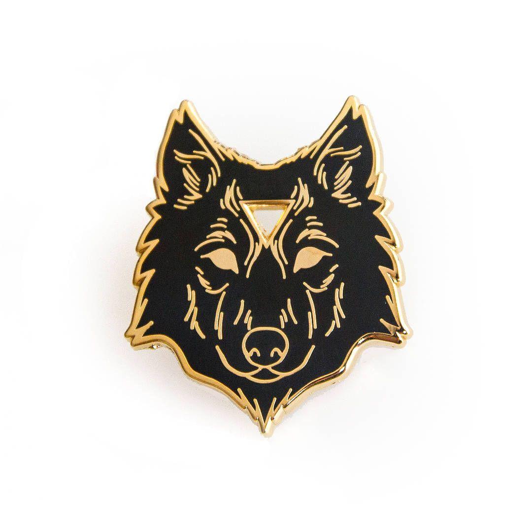 Black and Gold Wolf Logo - Arcane Wolf Enamel Lapel Pin in Black and Gold. Put a pin in it