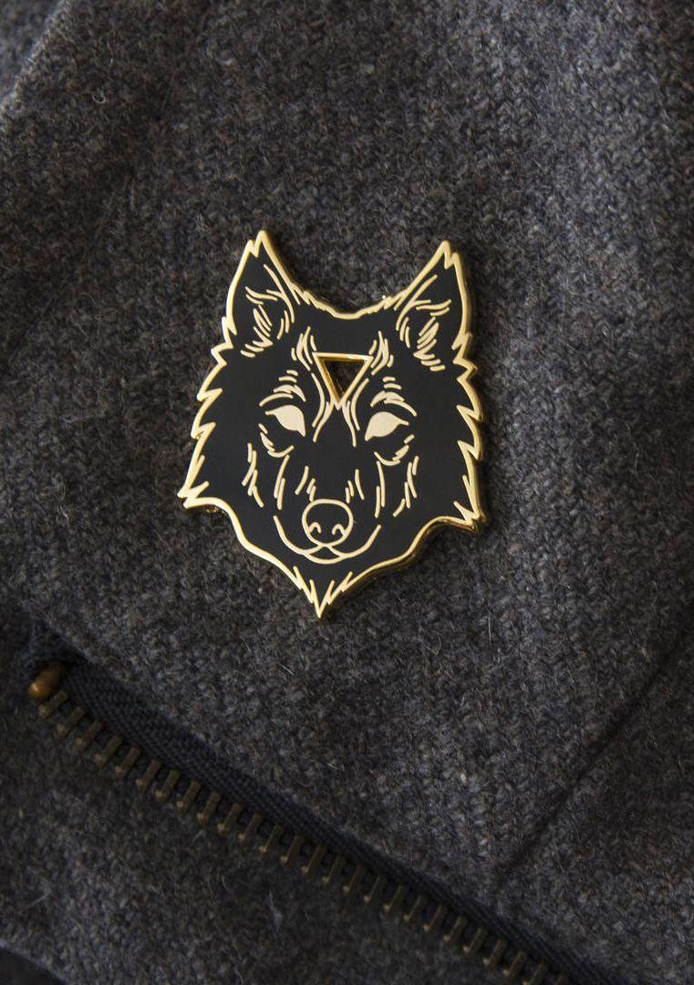 Black and Gold Wolf Logo - Arcane Wolf Enamel Lapel Pin in Black and Gold / Etsy affiliate