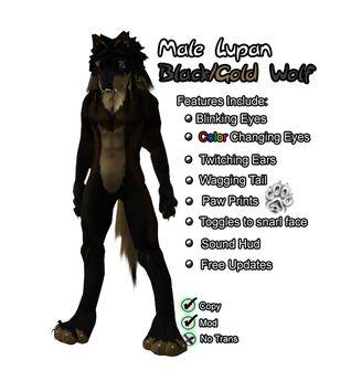 Black and Gold Wolf Logo - Second Life Marketplace Black Gold Wolf Lupan Furry Avatar