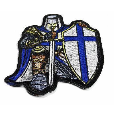 Blue Crusader Logo - Embroidered Blue Crusader Knight Christian Iron on Sew on Patch