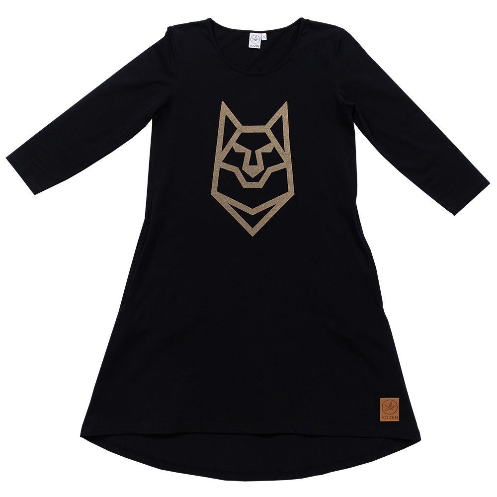 Black and Gold Wolf Logo - Women's WOLF Dress, Black Gold