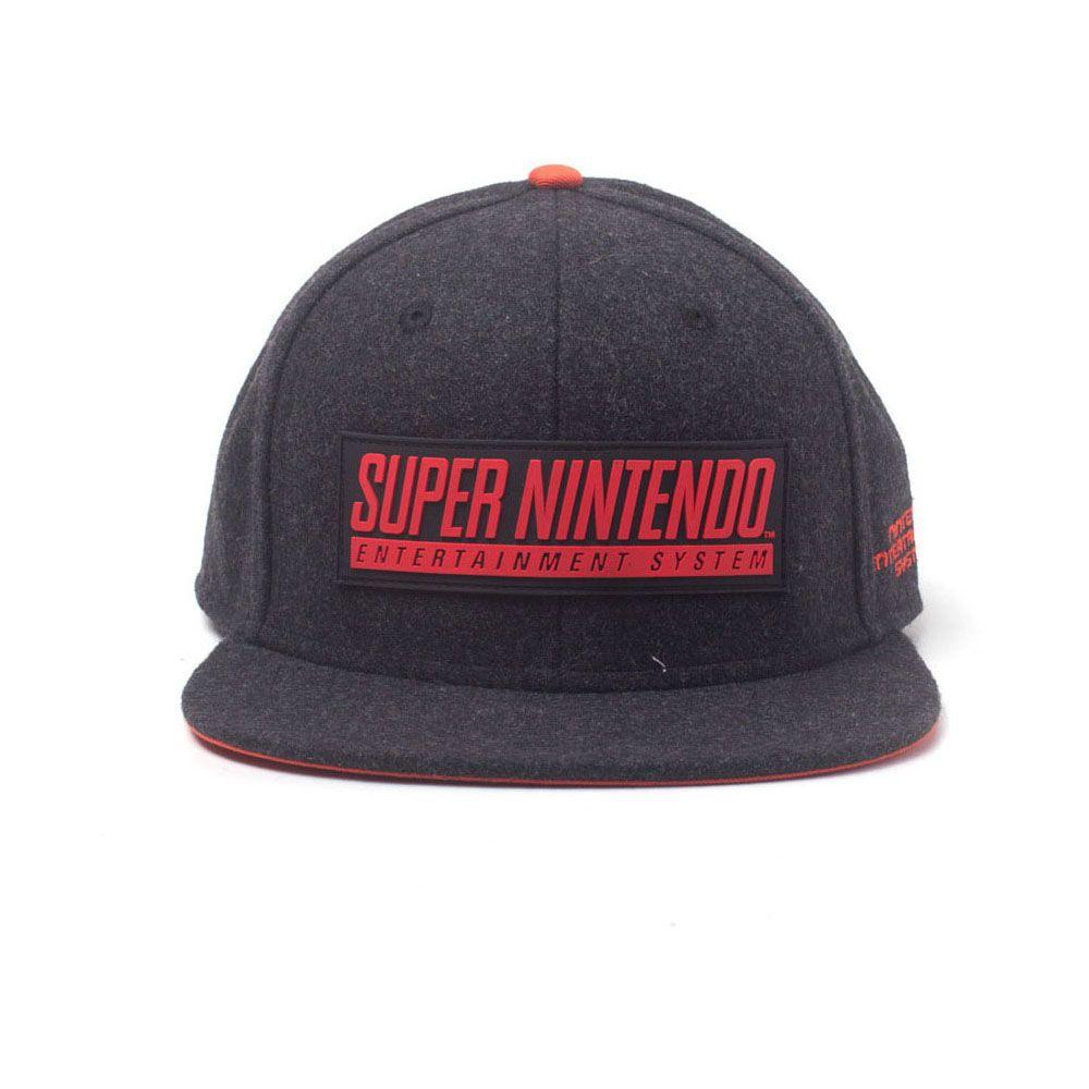 Red and Grey Nintendo Logo - NINTENDO SNES Logo Patch Snapback Baseball Cap, Dark Grey/Red ...