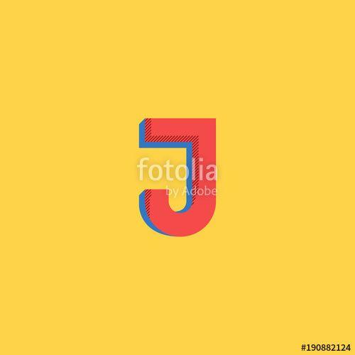 Big Red J Logo - Pop art style logo J letter. Halftone colors typography print emblem ...