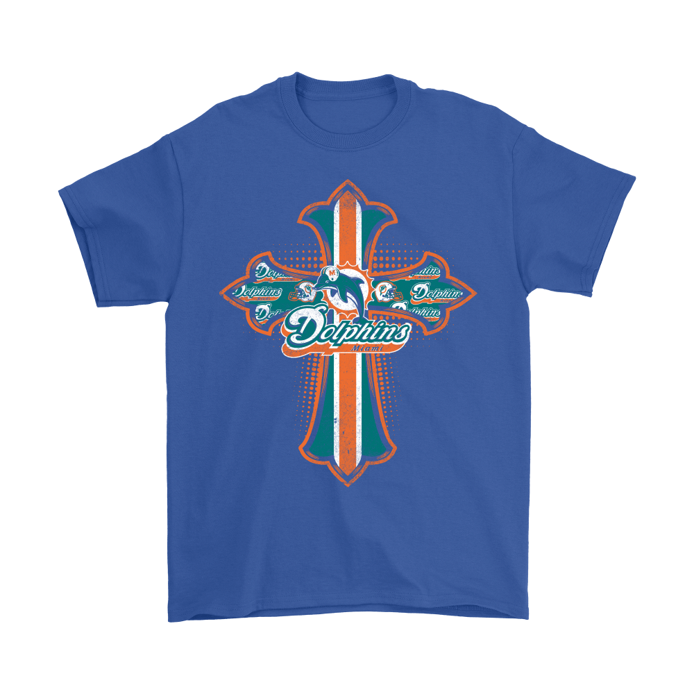 Blue Crusader Logo - American Football Blue Crusader Cross Miami Dolphins NFL Shirts