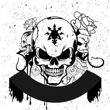 Black and White Skull Logo - Horror Skull Background Black White Design Grunge Style PNG Images ...