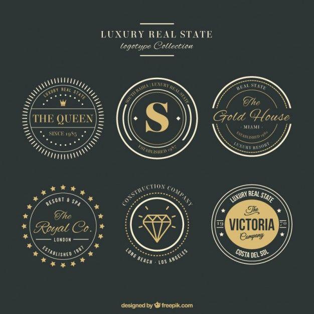 Luxury Real Estate Logo - Luxury real estate logos with golden details Vector