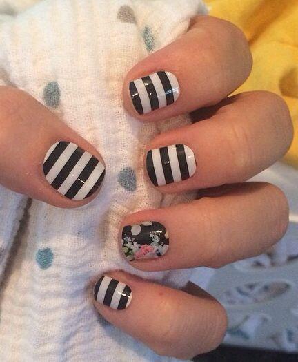 Jamberry Black and White Logo - Jamberry - Black & White Stripe with accent nail of Jamberry Sweet ...