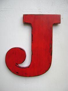 Big Red J Logo - Valentine letter J inch design (W2756)