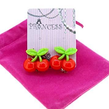 Big Red J Logo - Princess-J Big Red Cherry Clip-on Stud Earrings for Kids Teenage ...
