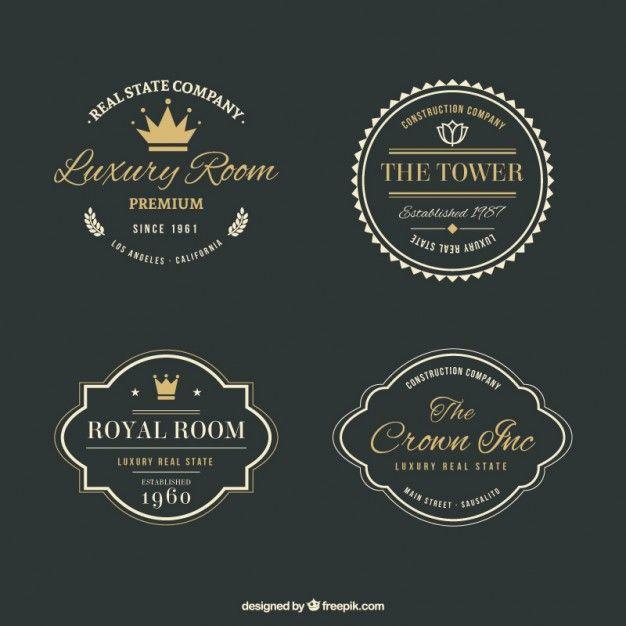 Luxury Real Estate Logo - Luxury real estate logos with golden details in vintage style Vector