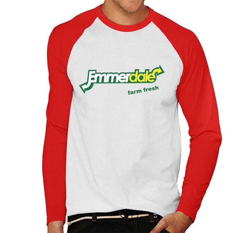Red Subway Logo - Emmerdale Subway Logo Farm Fresh Men's Baseball Long Sleeved T-Shirt