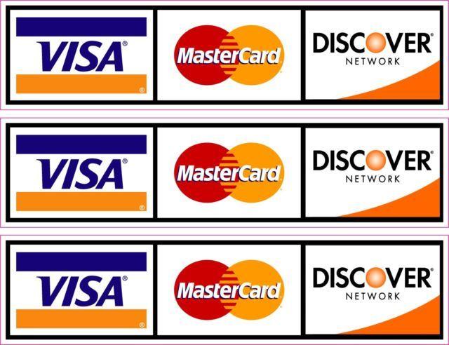 Discover Credit Card Logo - Credit Card Logo Sticker Decals X3 VISA MasterCard Discover No AMEX