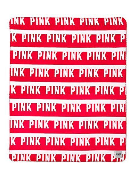 Red Pink Logo - Victoria's Secret PINK Soft Sherpa Blanket Neon Red Coral Logo 60