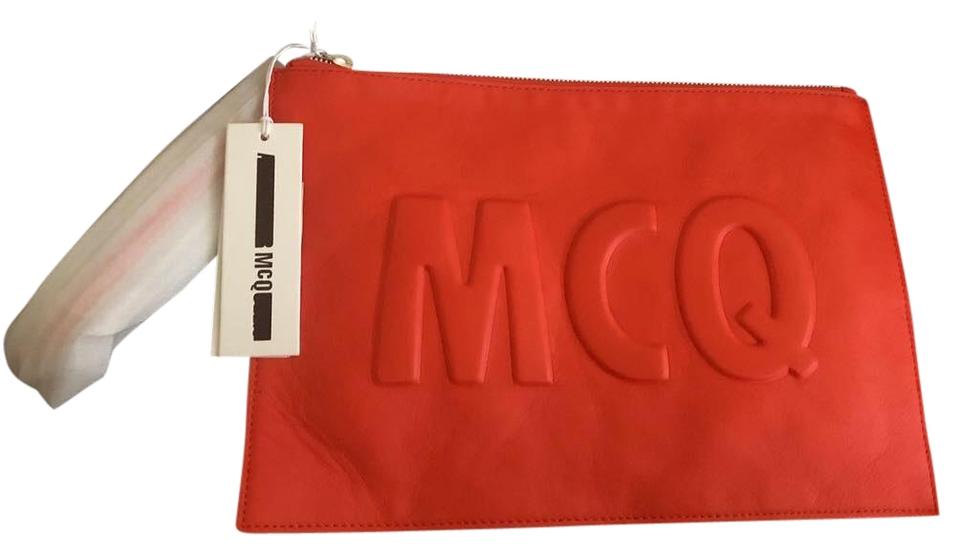 Red Coral Logo - MCQ by Alexander McQueen Logo Red Coral Leather Clutch