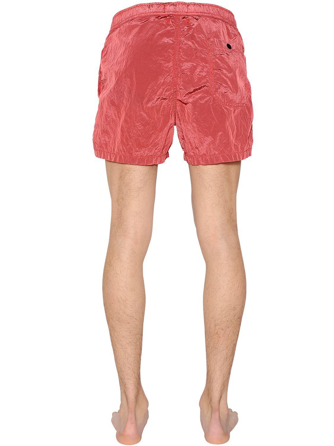 Red Coral Logo - stone island logo nylon swim shorts red coral men clothing swimwear ...