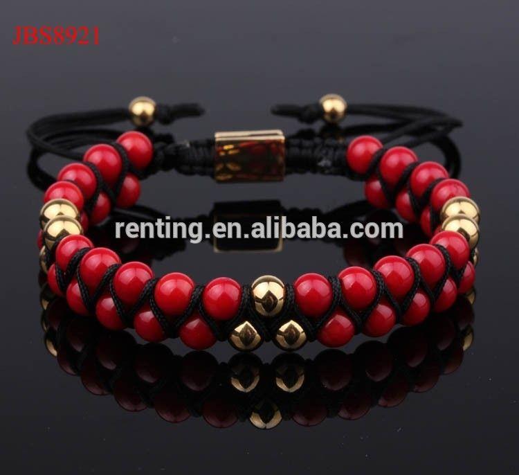 Red Coral Logo - Logo Custom Double Layer Natural Stone Red Coral Bead Macrame ...