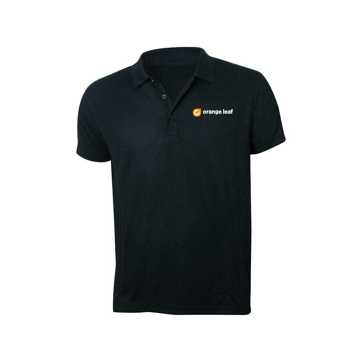 Oragne Leaf Logo - Orange Leaf Austin Uniform Store - Employee Logo Polo (Black) - Bandwear