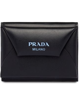 And White Black Envelopelogo Logo - Prada Envelope Logo Wallet