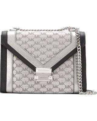 And White Black Envelopelogo Logo - Great Deal on Michael Michael Kors envelope logo cross-body bag - Silver