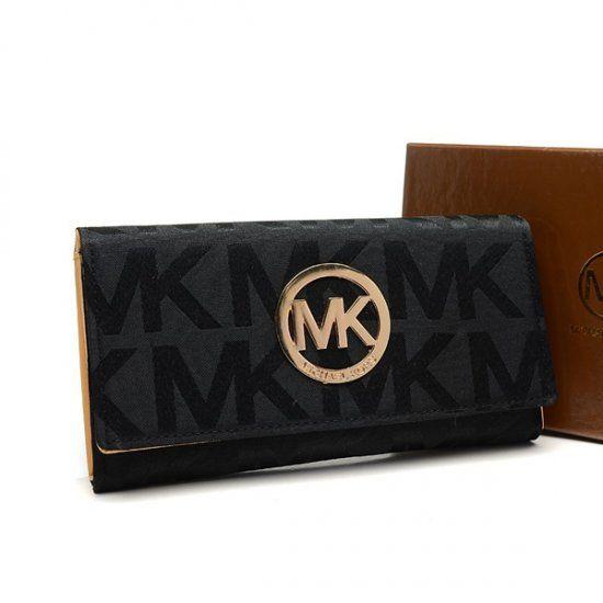 And White Black Envelopelogo Logo - Black Friday Michael Kors Envelope Logo Large Black Wallet