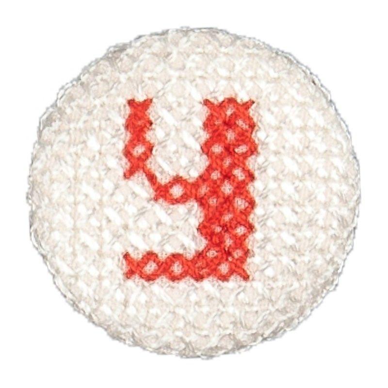 Red and White Y Logo - Cross Stitch Button Letter Y Red White 25mm