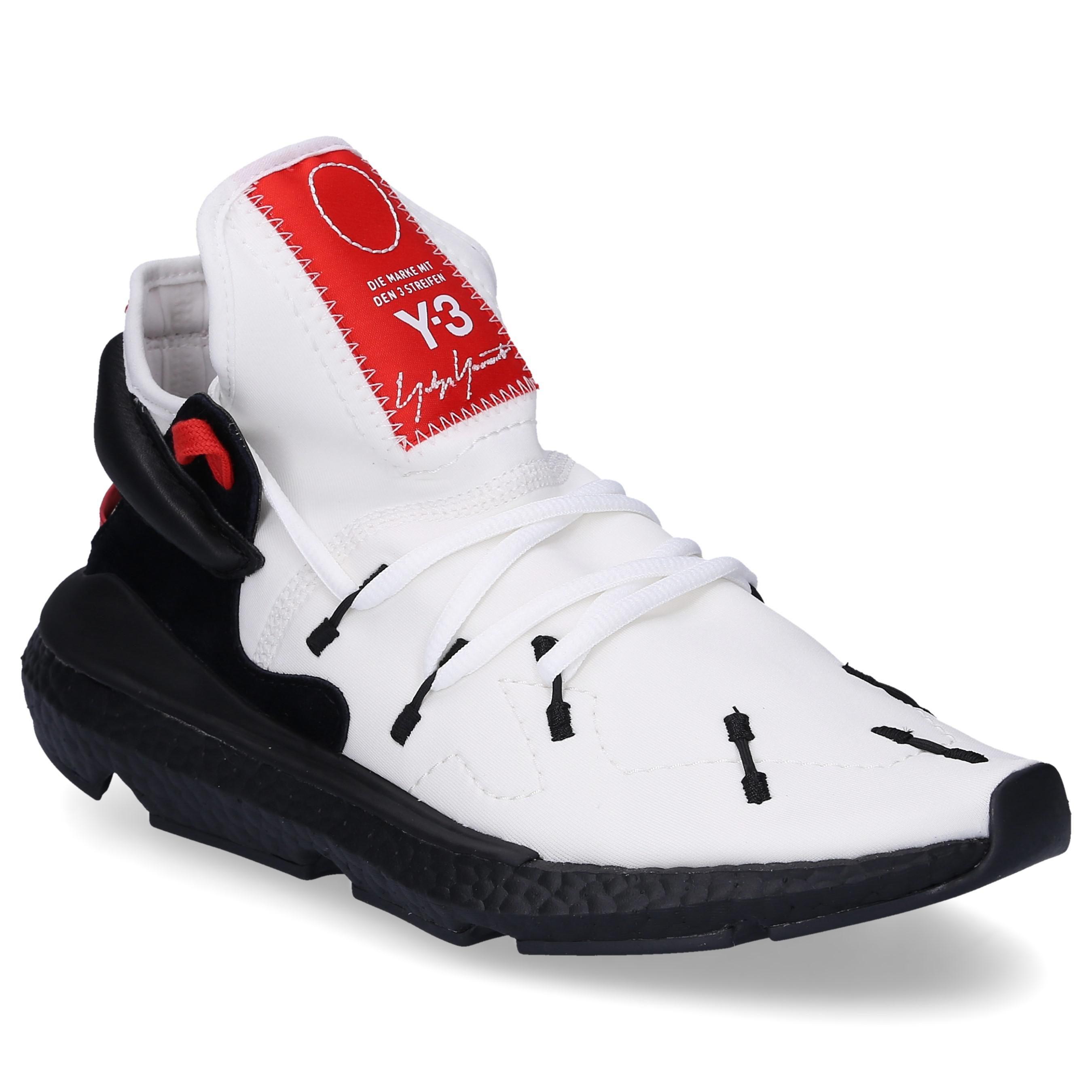 Red and White Y Logo - Y 3 Slip On Kusari Neoprene Smooth Leather Textile Logo Black Red