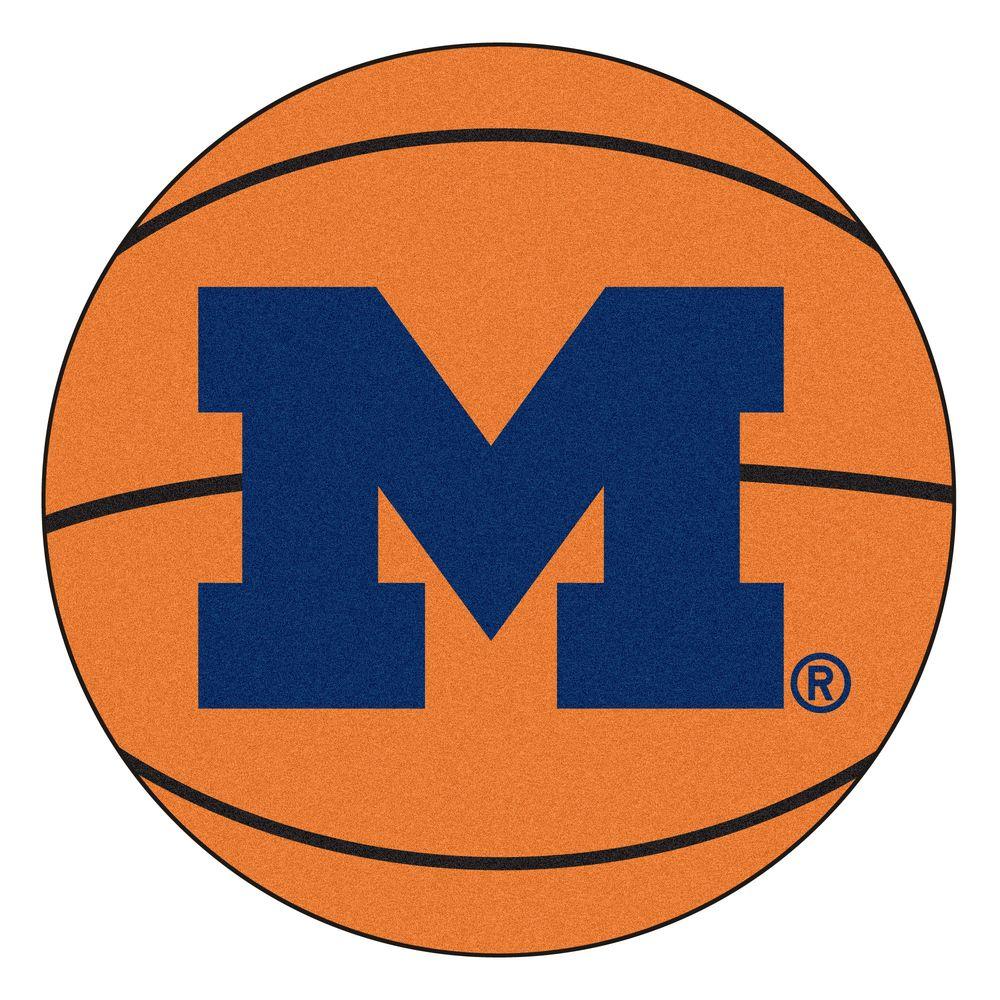 University of Michigan Basketball Logo - FANMATS NCAA University of Michigan Orange 2 ft. x 2 ft. Round Area ...