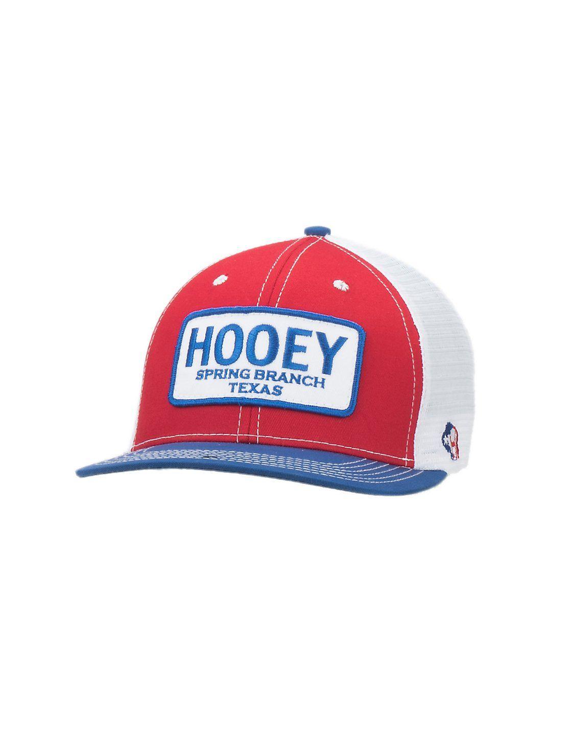 Red Cowboy Logo - HOOey Red, White and Blue with Patch Logo Mesh Back Cap. Cavender's