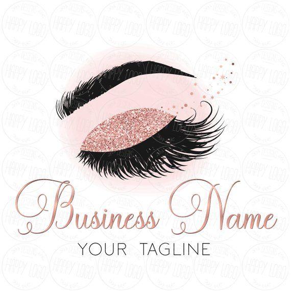 Beauty Logo - DIGITAL Custom logo design , lashes logo, lashes beauty logo, makeup logo,  lash logo design, pink glitter beauty logo, rose gold lashes logo