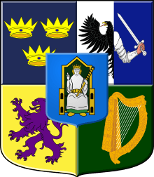 Blue Square with a Gold Harp Logo - Coat of arms of Ireland