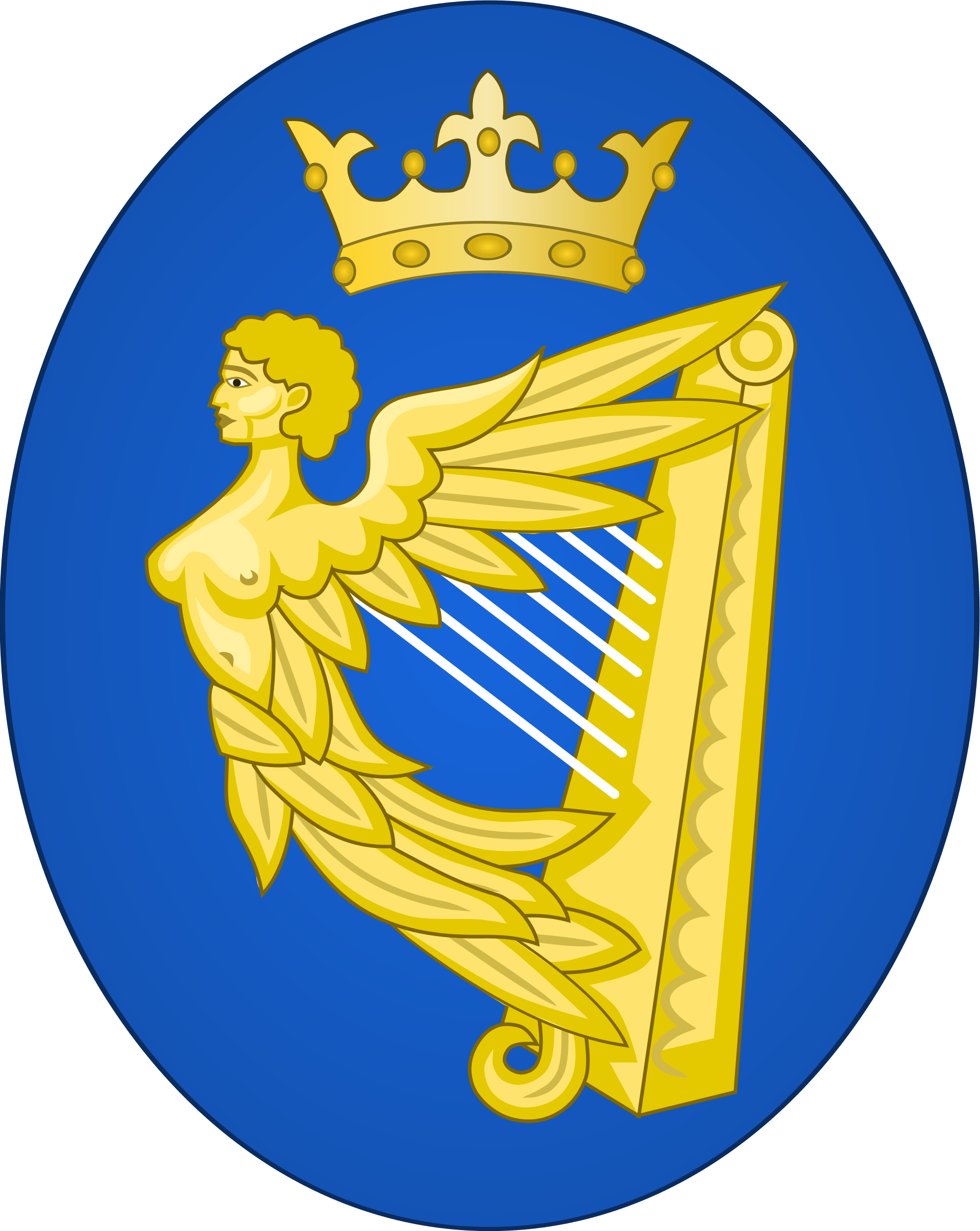Blue Square with a Gold Harp Logo - Coat of arms of Ireland