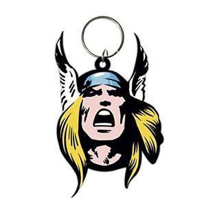 Thor Face Logo - Official Marvel Mighty Thor Face Flexible Keyring Retro