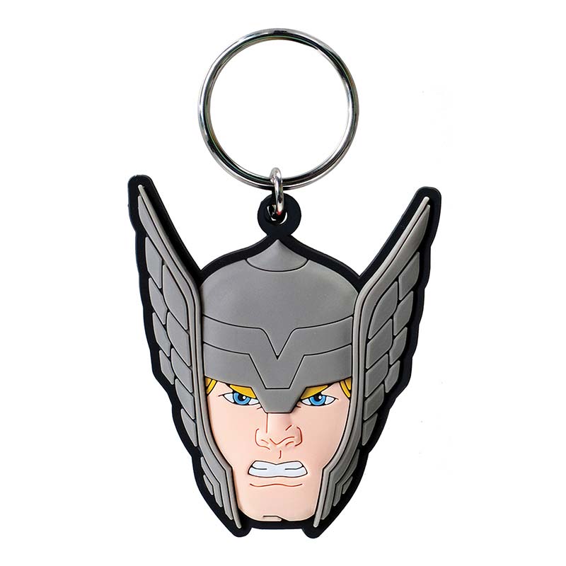 Thor Face Logo - Thor Rubber Face Keychain | SuperheroDen.com