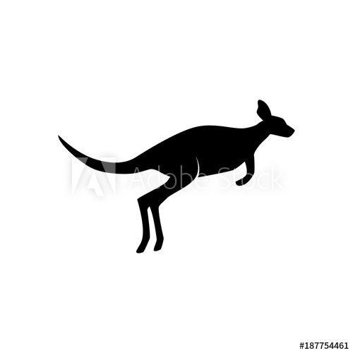 Kangaroo White Background with White Logo - kangaroo silhouette of Australian animal. logo design. Jumping
