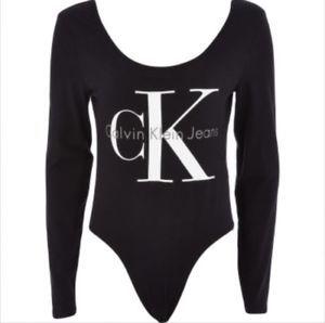 Sold Out Logo - BNWT Calvin Klein Black Logo Bodysuit Top Large UK 14 SOLD OUT!!! | eBay