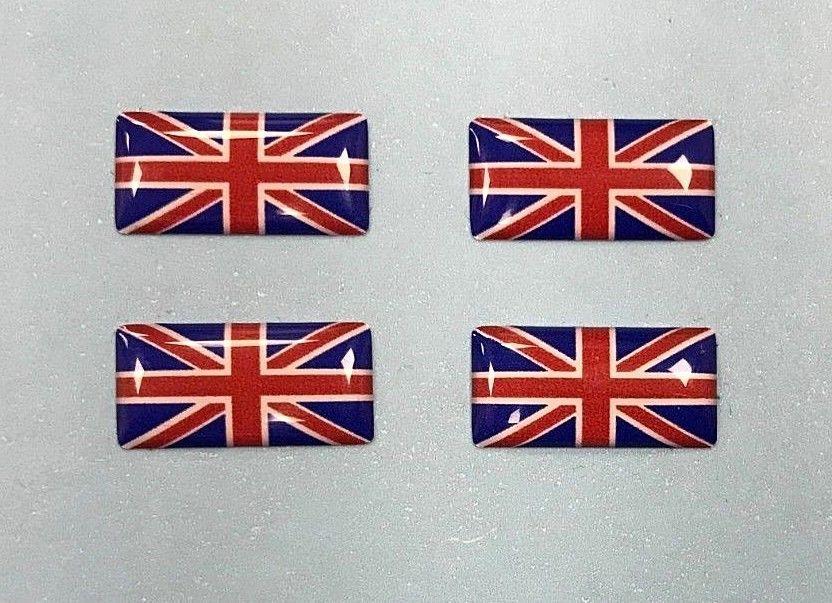 Blue Rectangle with White X Logo - 4 x MINIATURE UNION JACK FLAG DOMED GEL STICKERS Red, White & Blue ...
