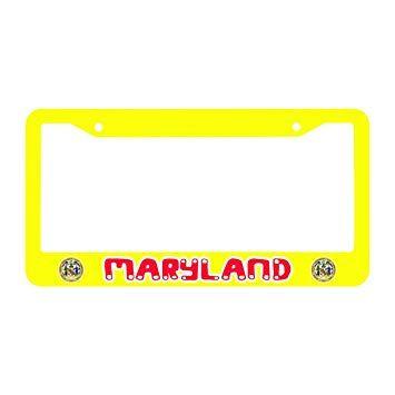 Yellow City Logo - Dasokao MARYLAND With City Logo Auto Car License Plate Frame, Cute