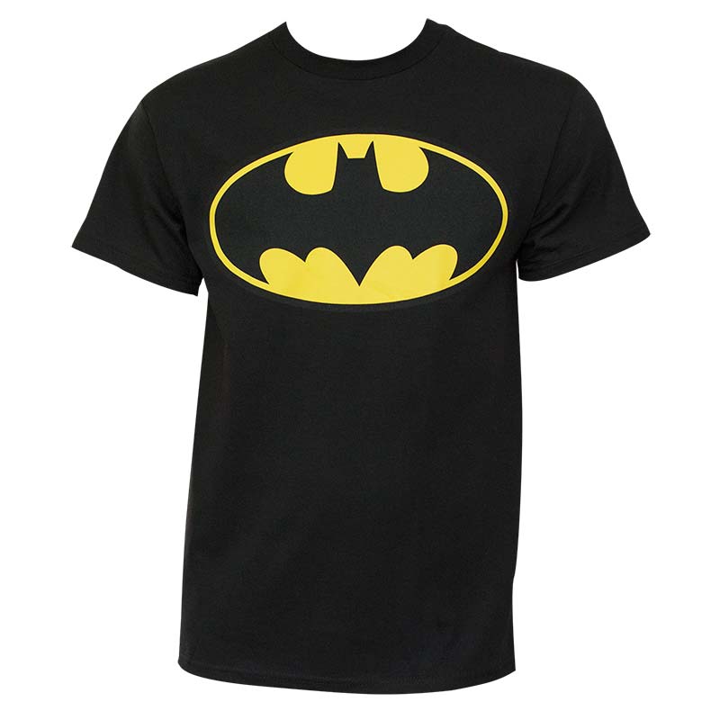 Yellow and Black Batman Logo - Batman Classic Yellow Bat Logo Black Graphic Tee Shirt ...
