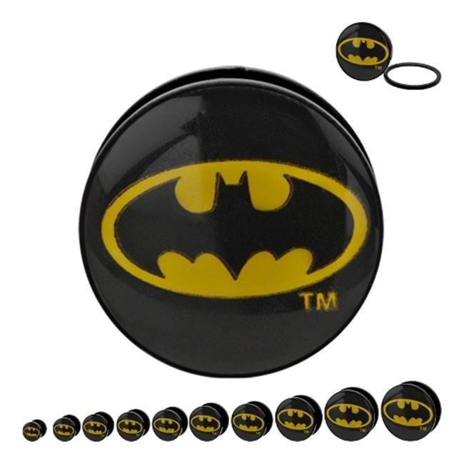 Yellow and Black Batman Logo - DC Comics PUSBTMN02-00PR Screw Fit Acrylic Plugs with Batman Logo ...