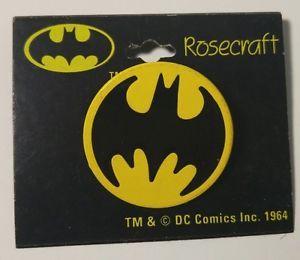 Yellow and Black Batman Logo - VTG BATMAN Logo Pin / Button - Rosecraft DC COMICS 1964 - NEW Yellow ...