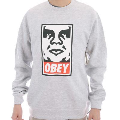 Obey Brand Logo - Obey Clothing Sweater ICON FACE LOGO heather grey Obey Logo