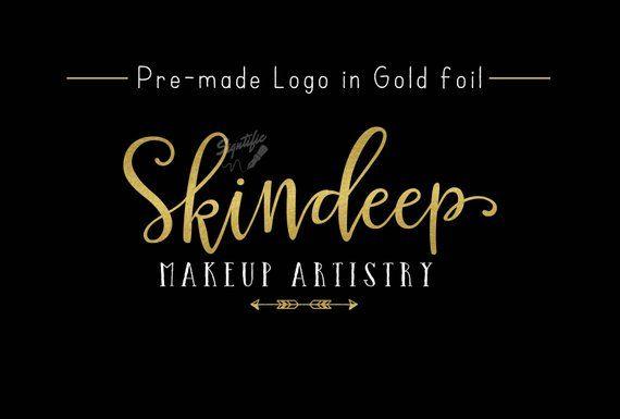 Gold Leaf Logo - Premade Gold Foil Name Logo Gold Leaf Logo Makeup Artistry | Etsy