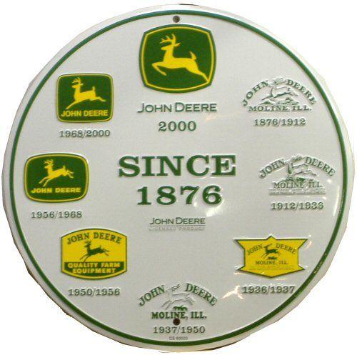 Vintage John Deere Logo - JOHN DEERE LOGOS VINTAGE ROUND TRACTOR SIGN (3) - Old Time Signs