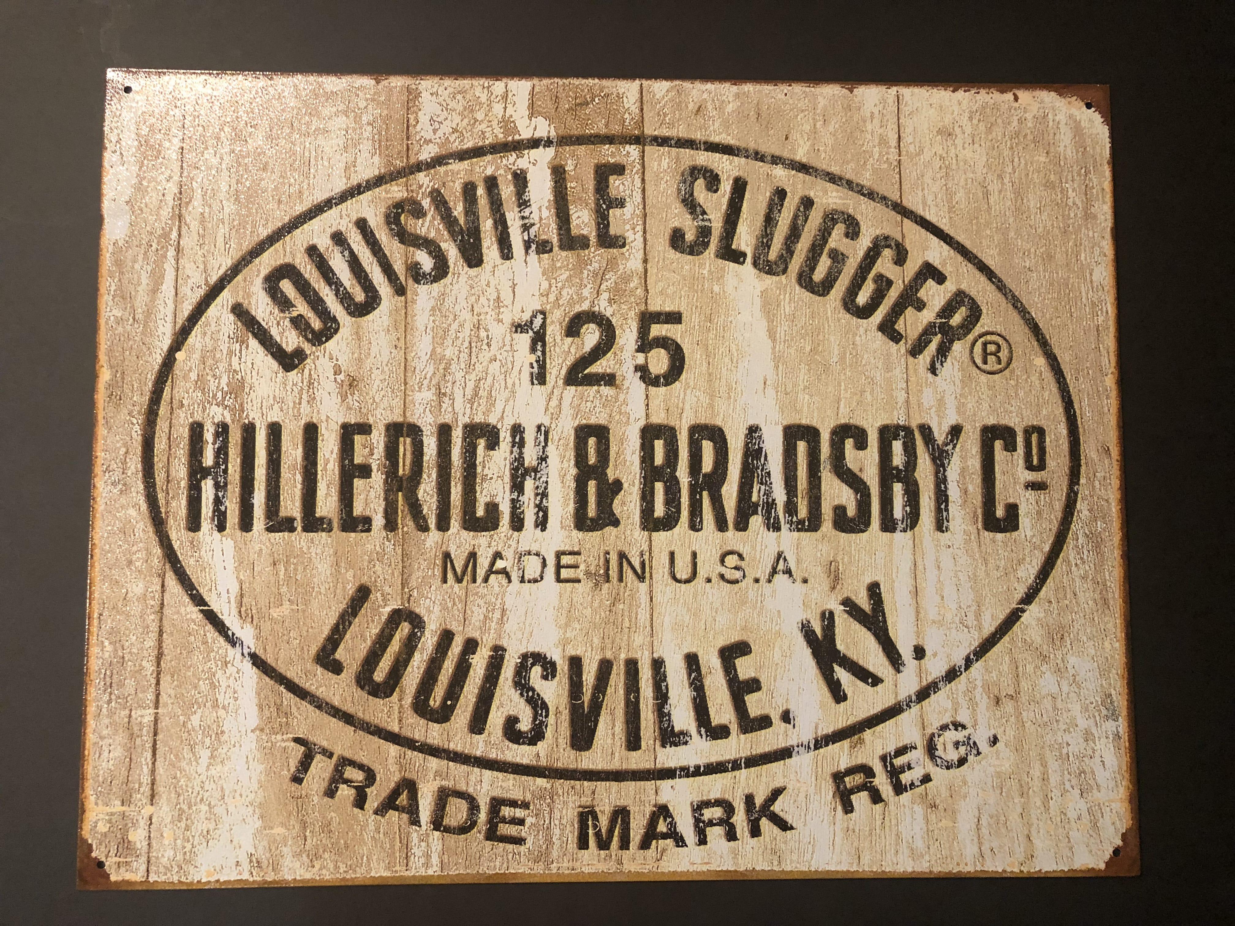 Louisville Slugger Logo - Louisville Slugger Logo Tin Sign | Babe Ruth Birthplace Museum ...