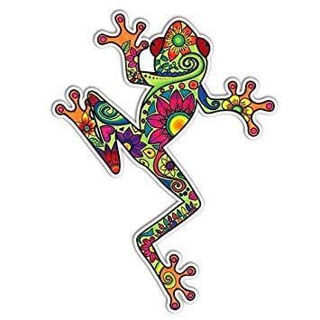 Hippie Frog Logo - MeganJDesigns Tree Frog Car Sticker Decal Colorful Hippie Laptop ...